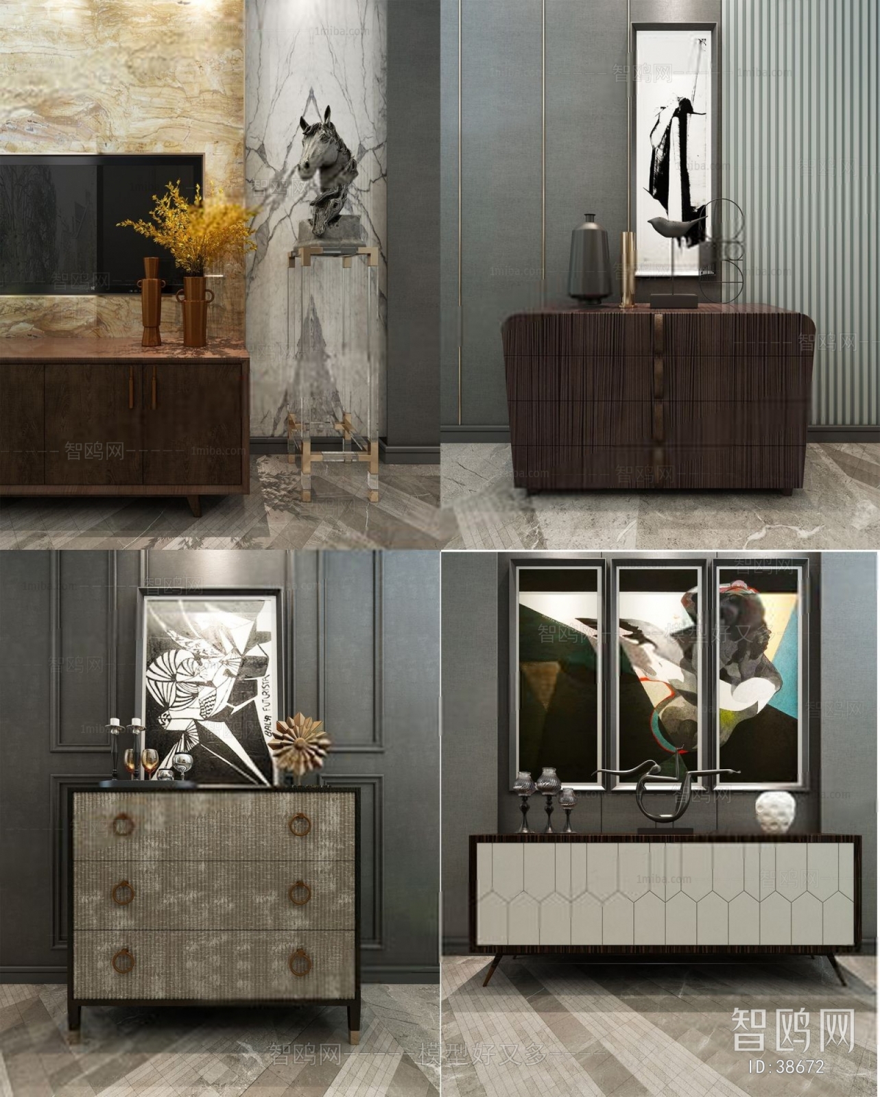 Post Modern Style Side Cabinet/Entrance Cabinet