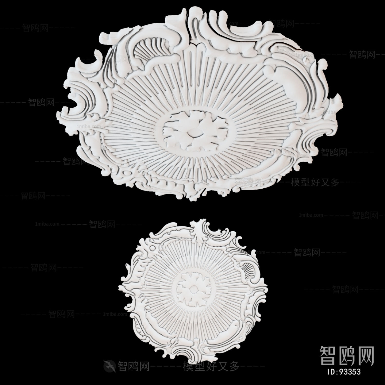 European Style Plaster Carved Top Plate