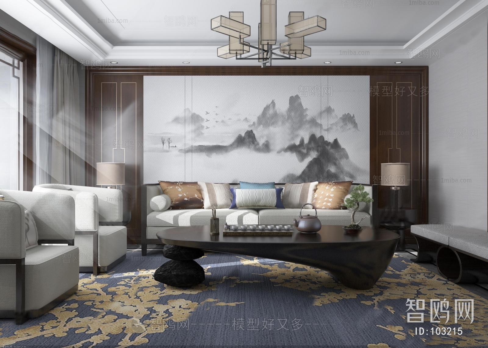 New Chinese Style A Living Room