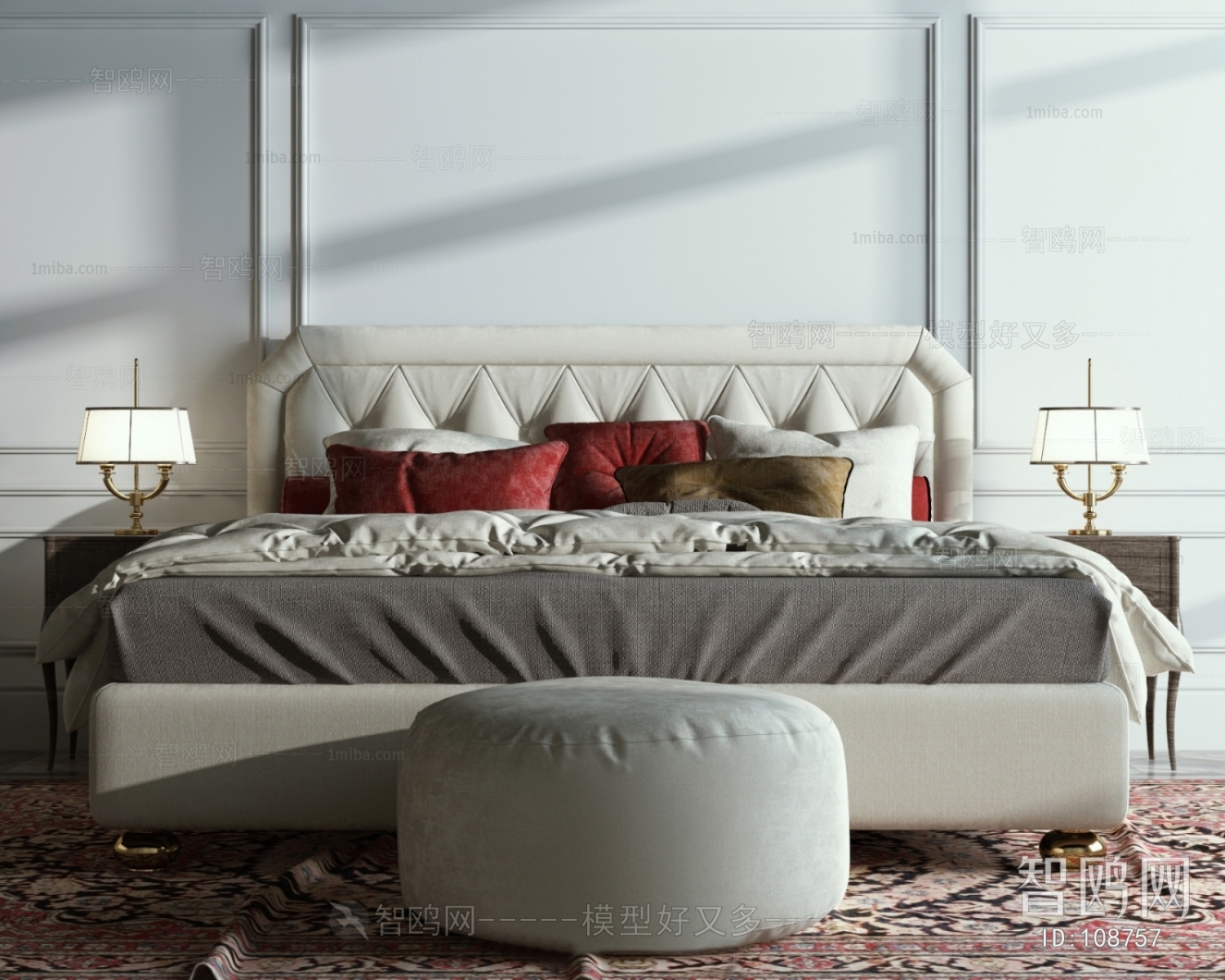 Simple European Style Double Bed