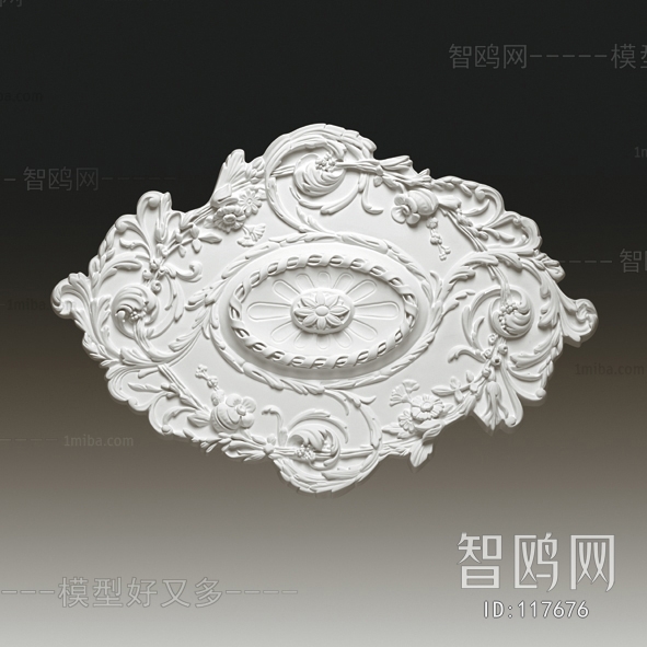 European Style Plaster Carved Top Plate