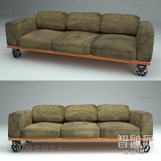 Industrial Style Three-seat Sofa