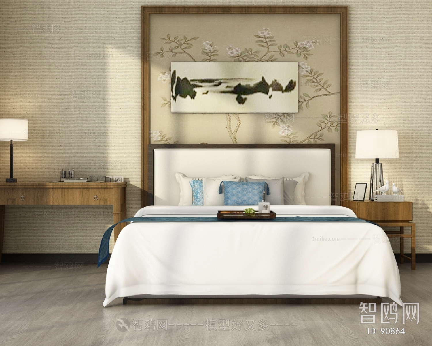 Modern New Chinese Style Double Bed