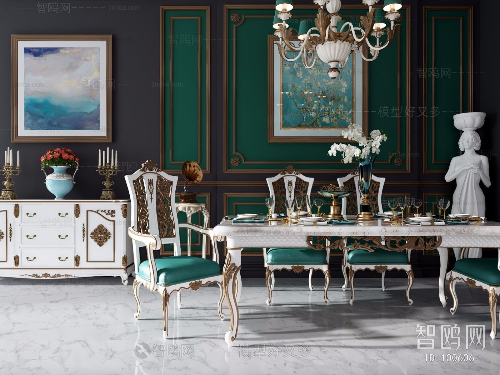 European Style Dining Table And Chairs