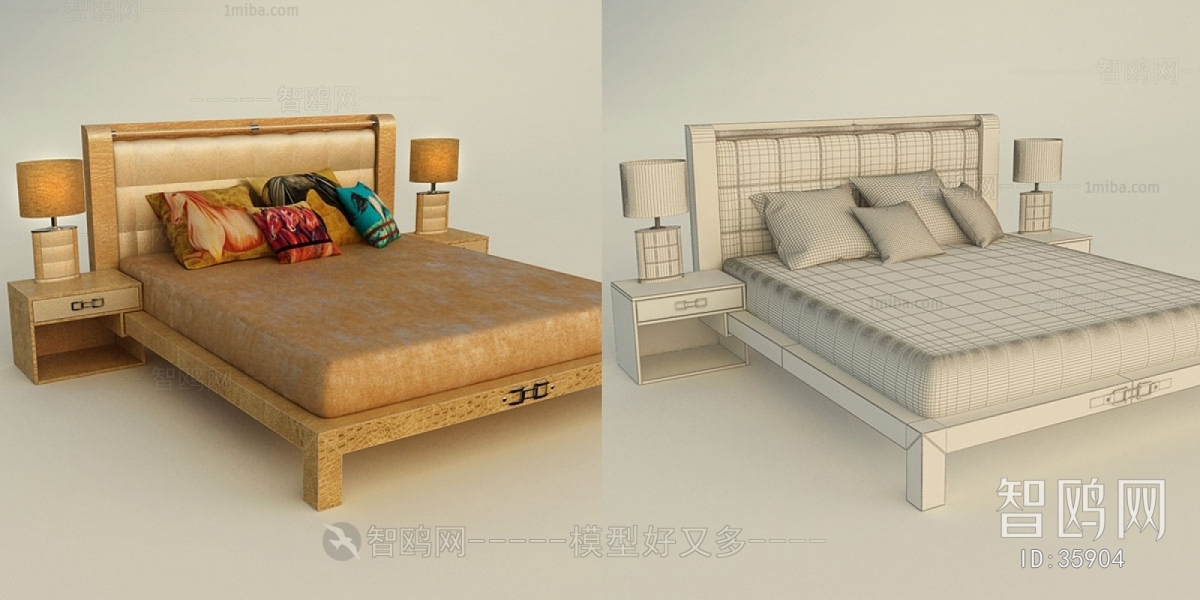 Simple European Style Double Bed