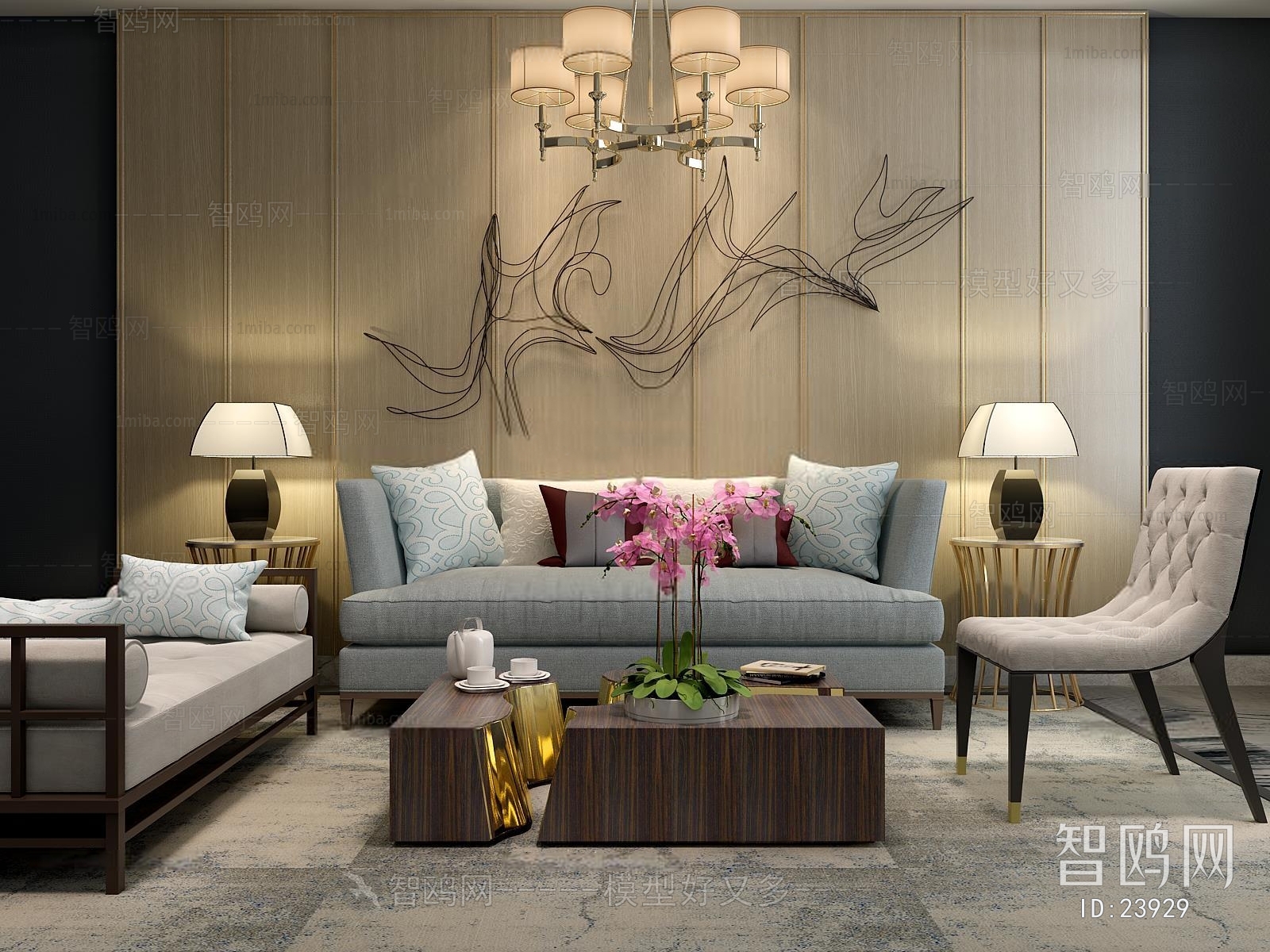 Modern New Chinese Style Sofa Combination