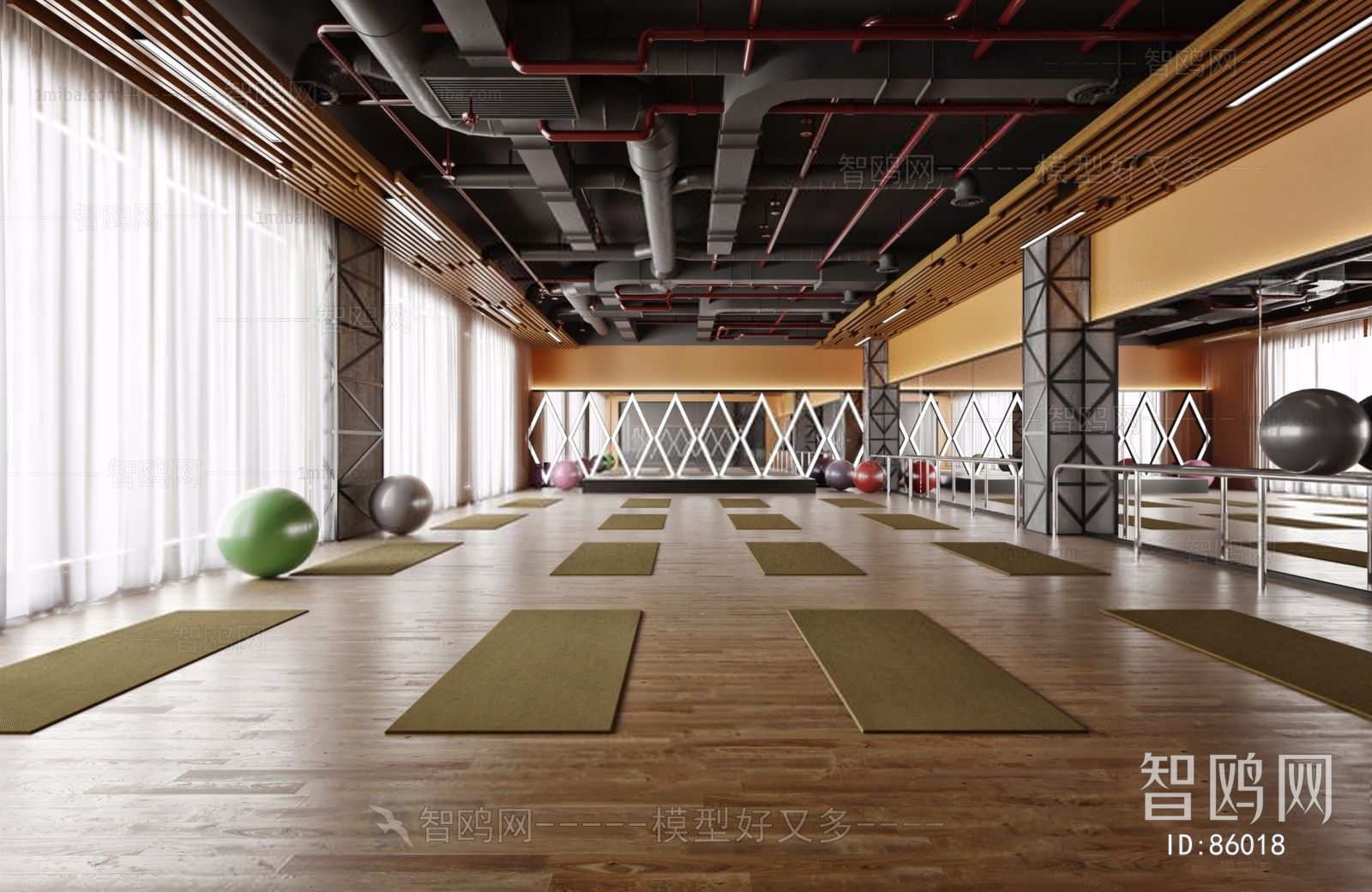 Industrial Style Yoga Room