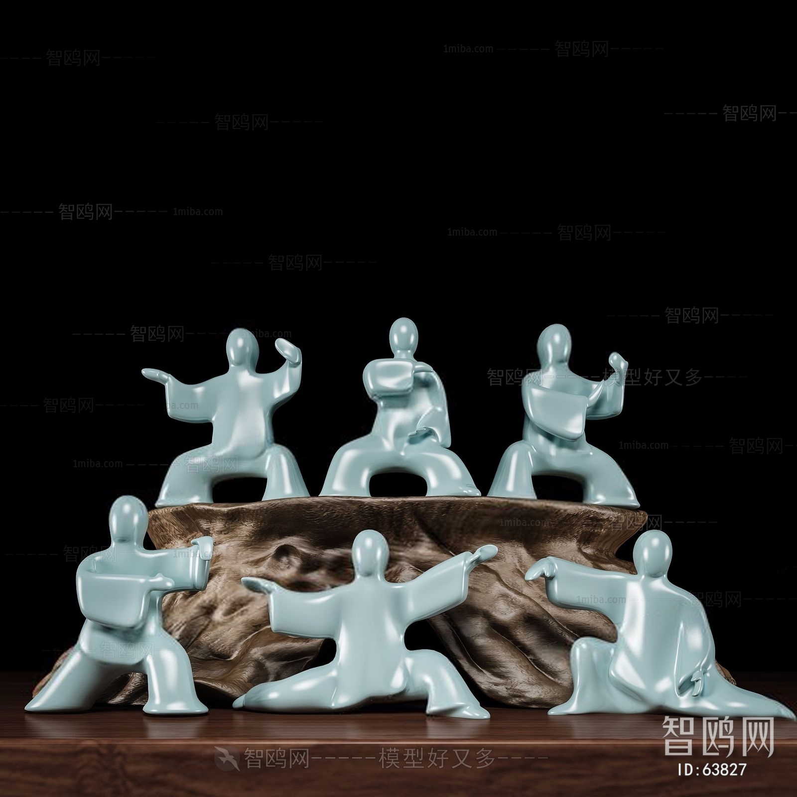 新中式太极禅意人物雕塑摆件