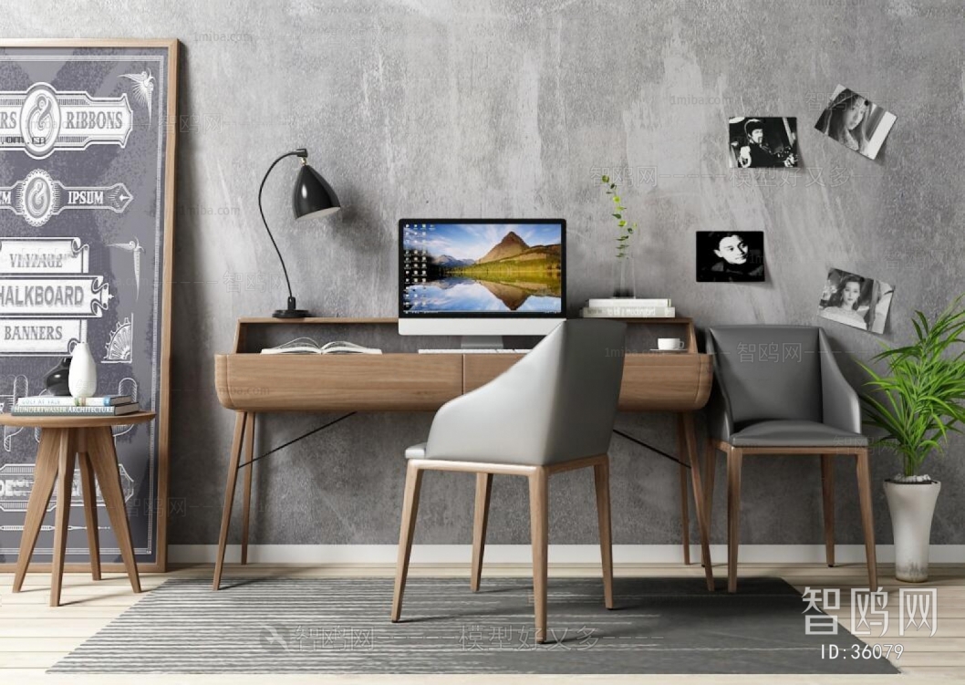 Nordic Style Computer Desk And Chair