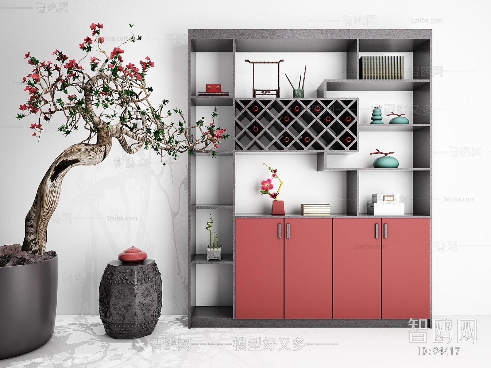 New Chinese Style Wine Cabinet