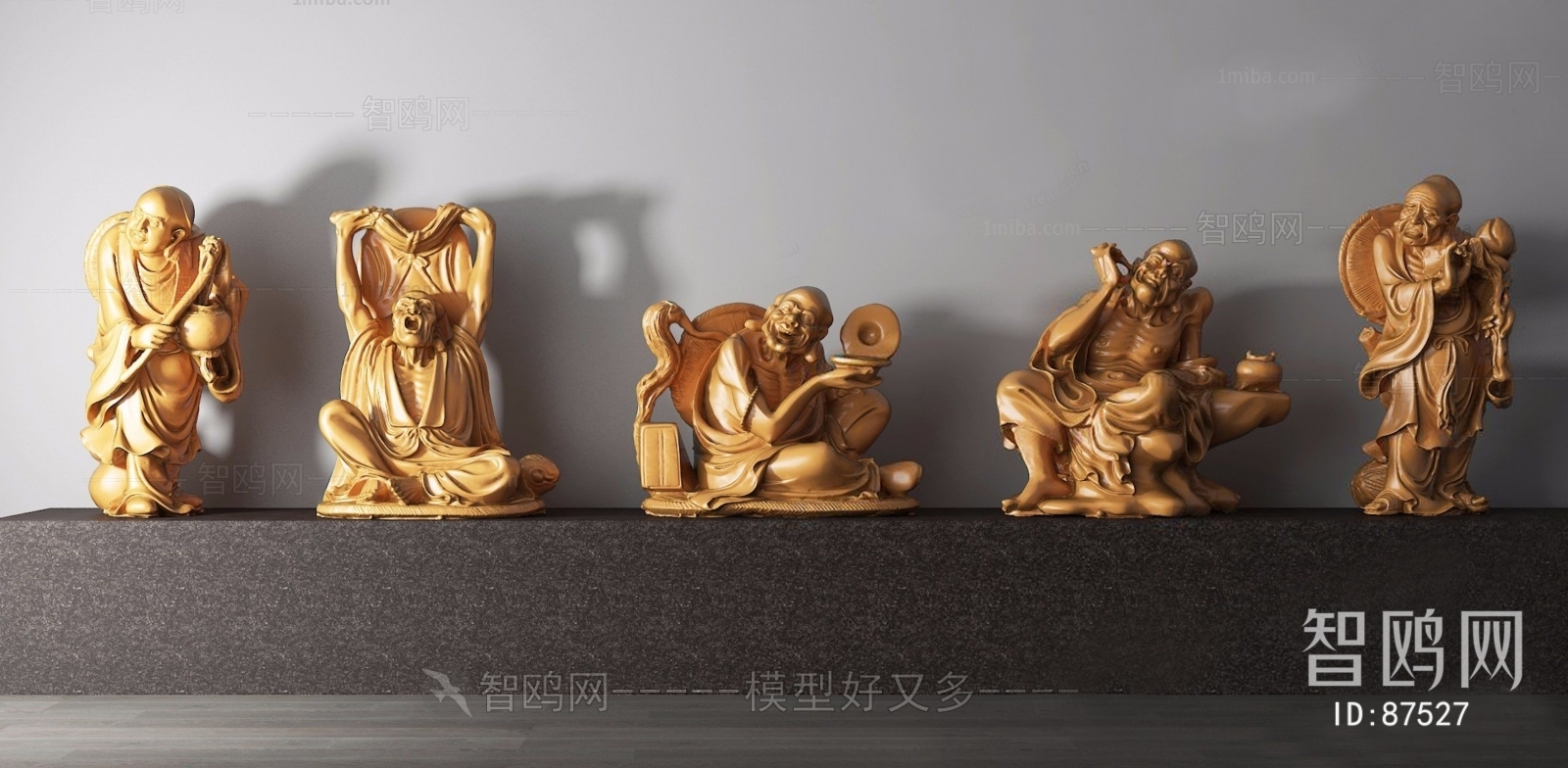 中式罗汉人物雕塑