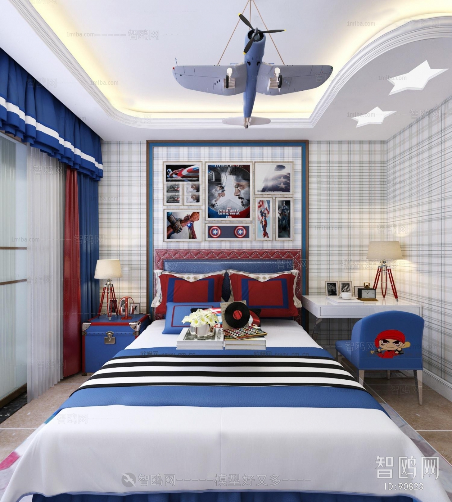 Simple European Style Boy's Room And Son's Room