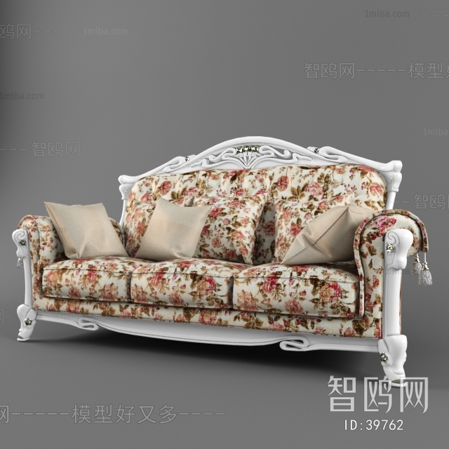 European Style Idyllic Style Three-seat Sofa