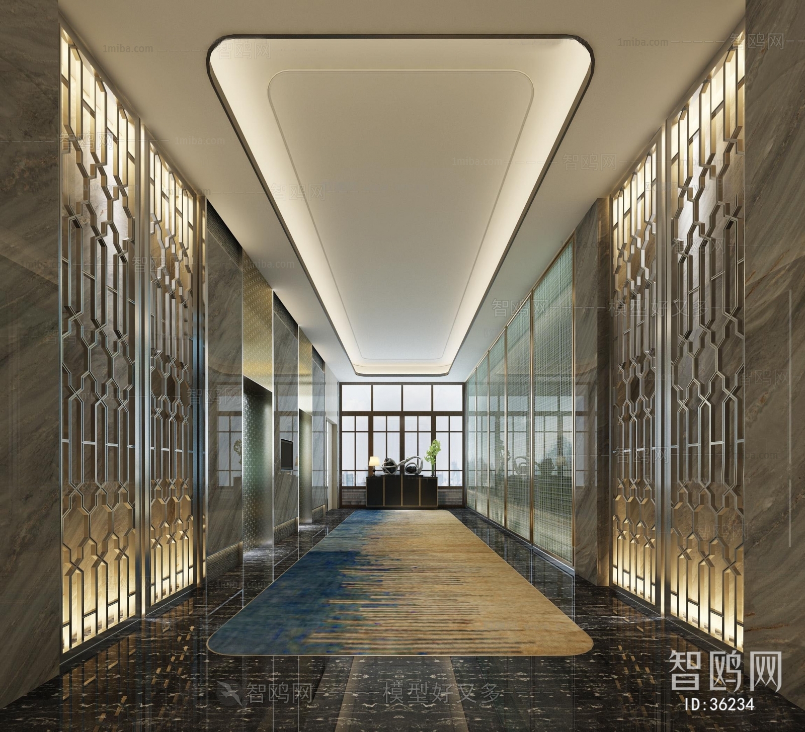 New Chinese Style Corridor Elevator Hall