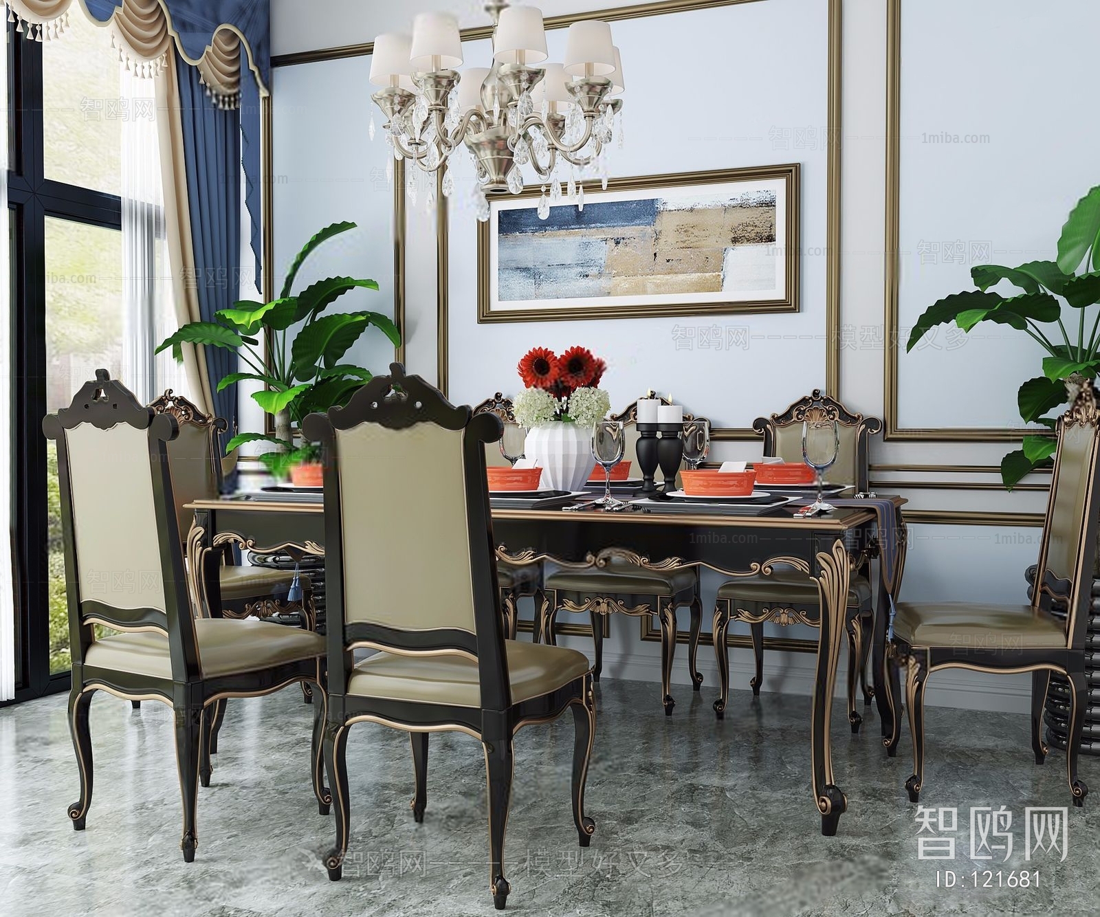 European Style Dining Table And Chairs