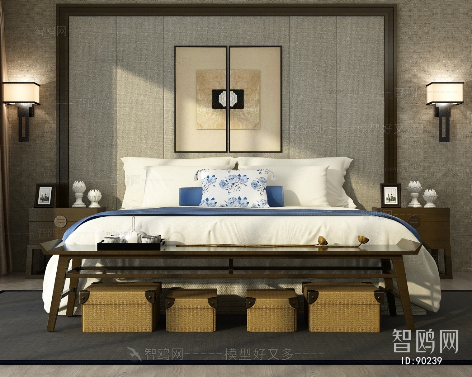 New Chinese Style Double Bed