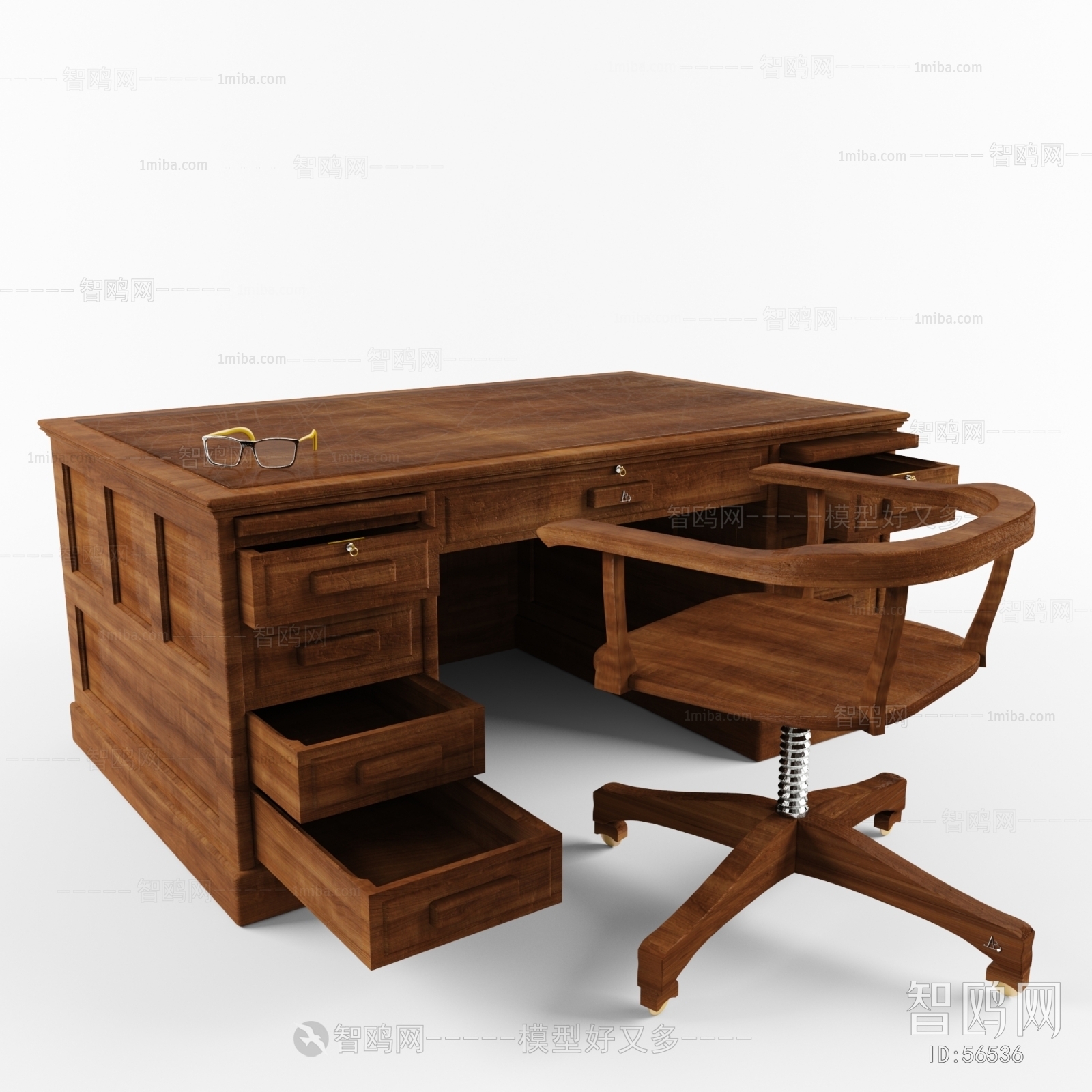 European Style Retro Style Computer Desk And Chair