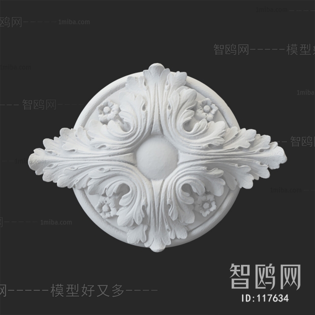 European Style Plaster Carved Top Plate