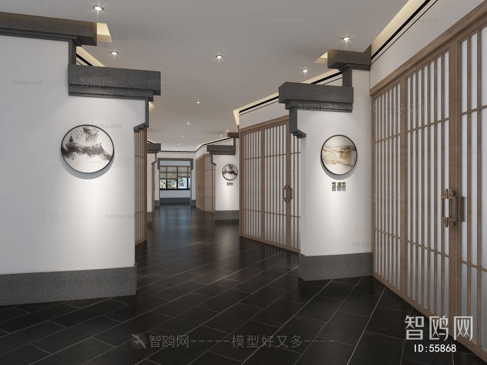 New Chinese Style Corridor Elevator Hall