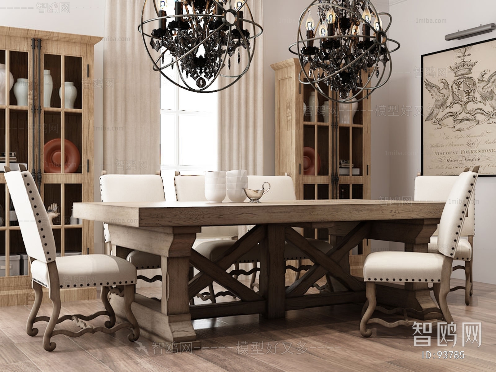 American Style Country Style Dining Table And Chairs