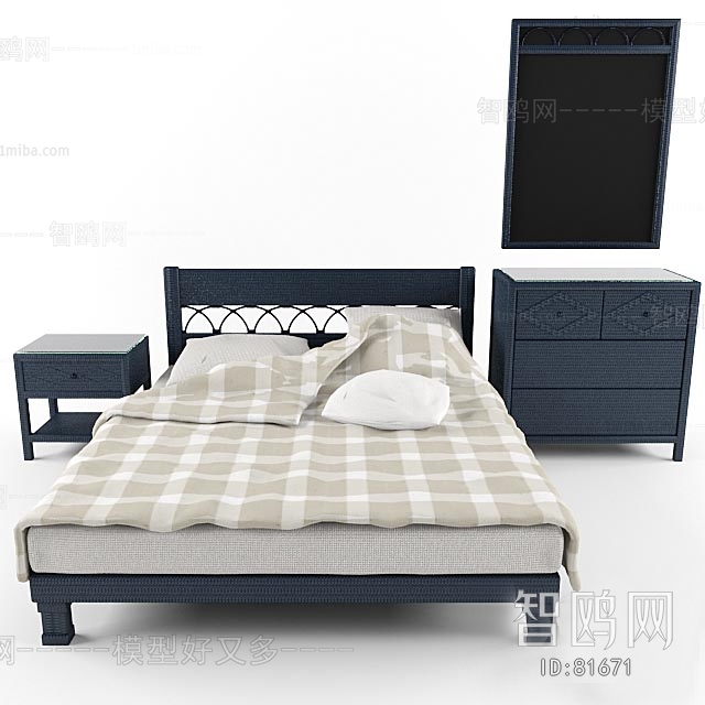 Simple European Style Double Bed