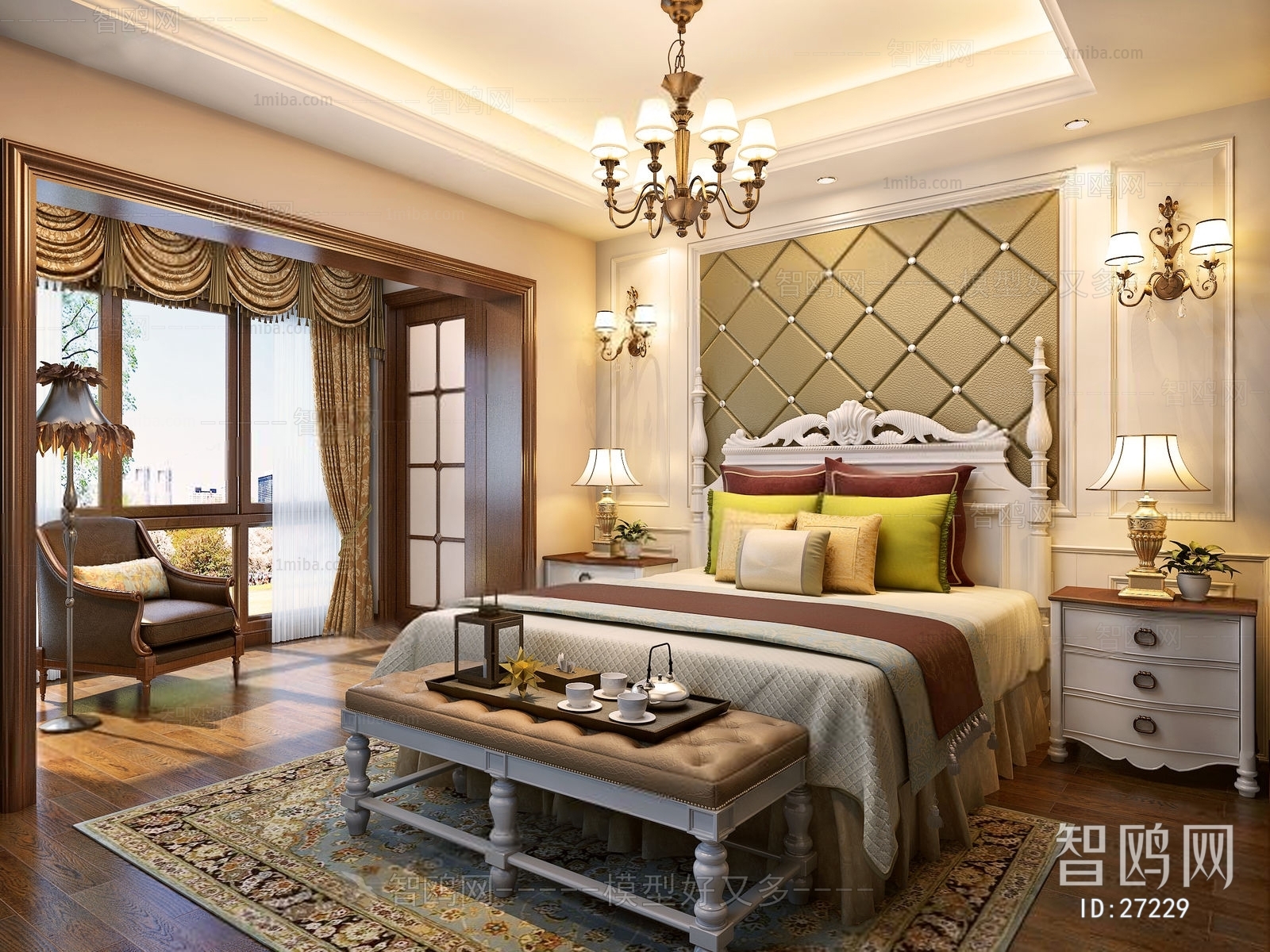 American Style European Style Bedroom