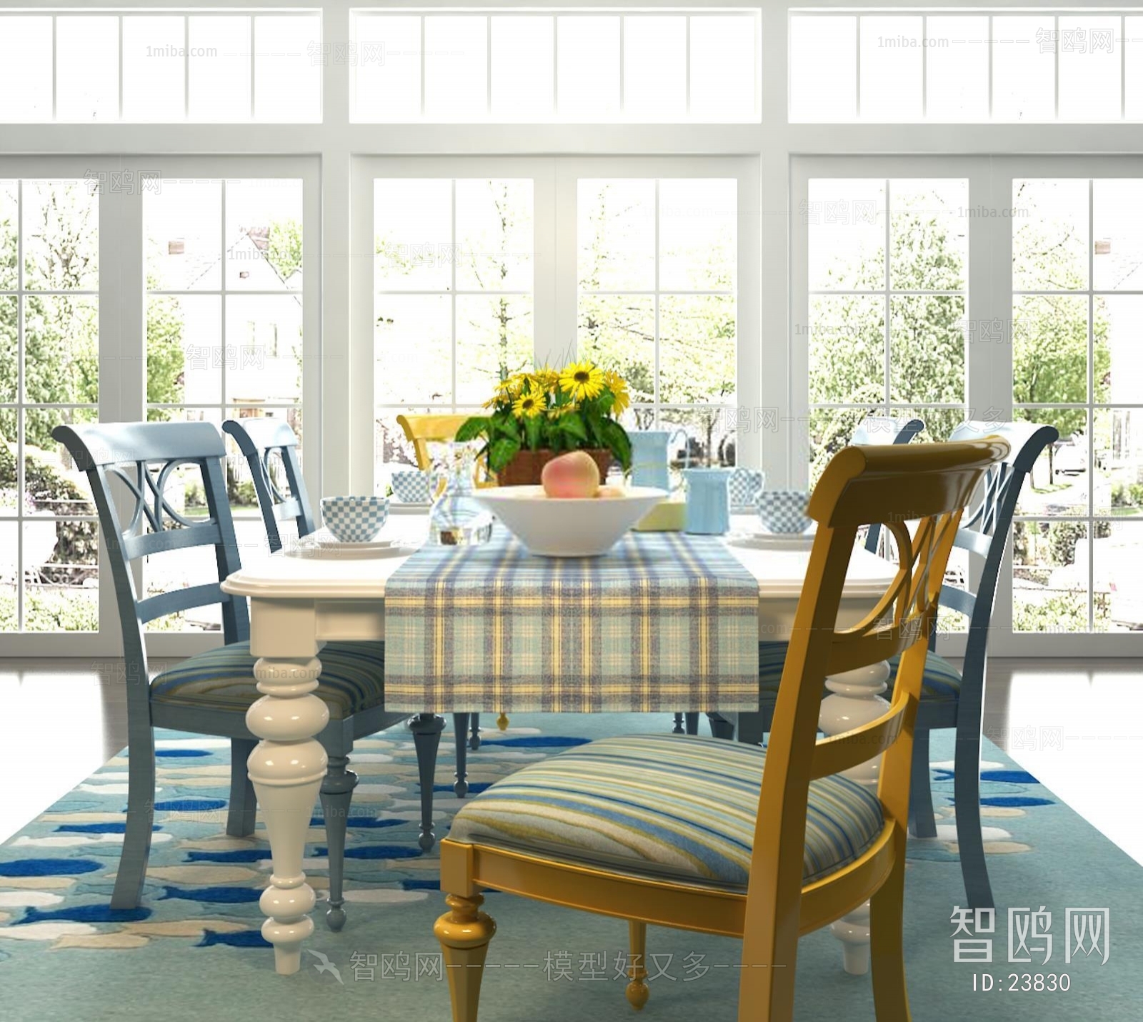 American Style Mediterranean Style Dining Table And Chairs