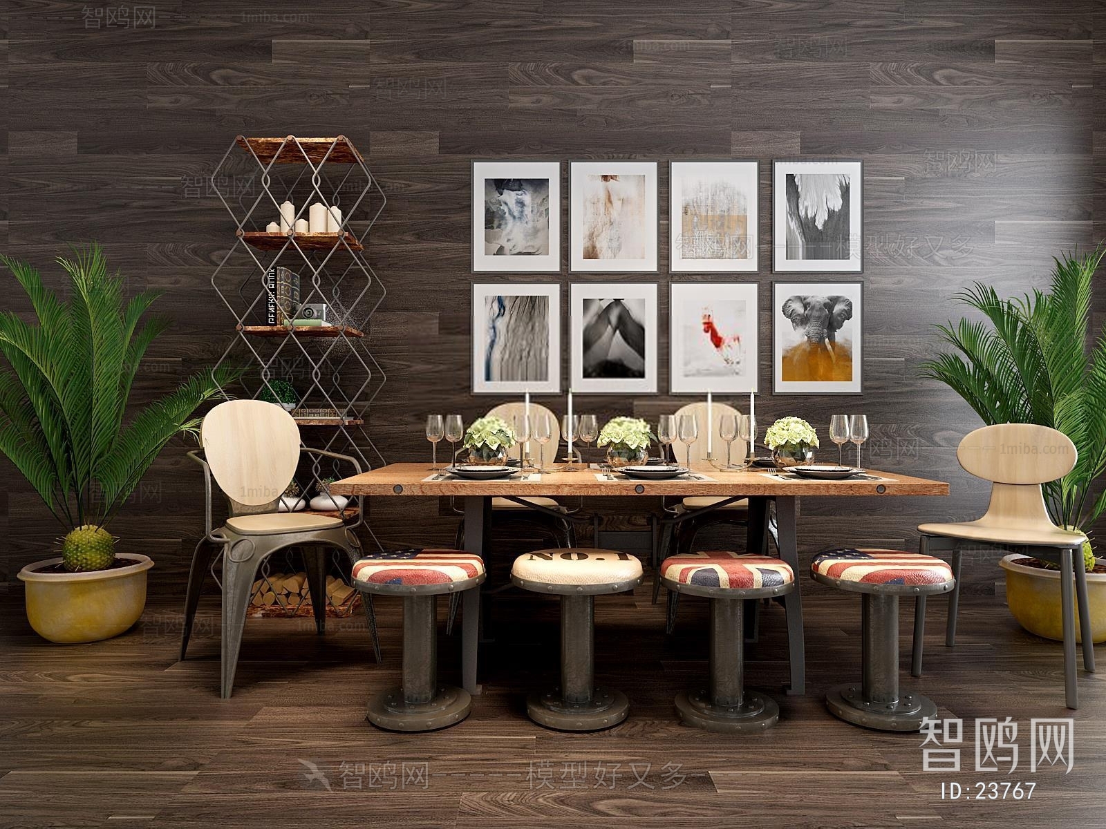 Industrial Style Dining Table And Chairs