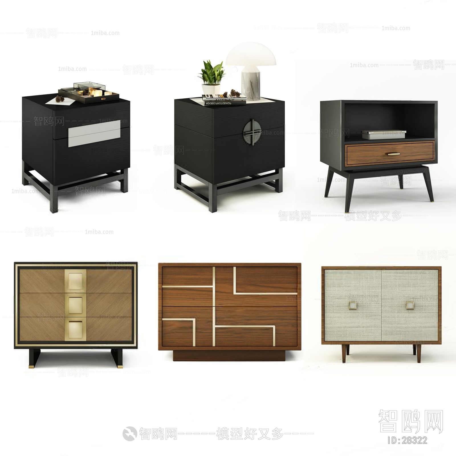 现代新中式床头柜