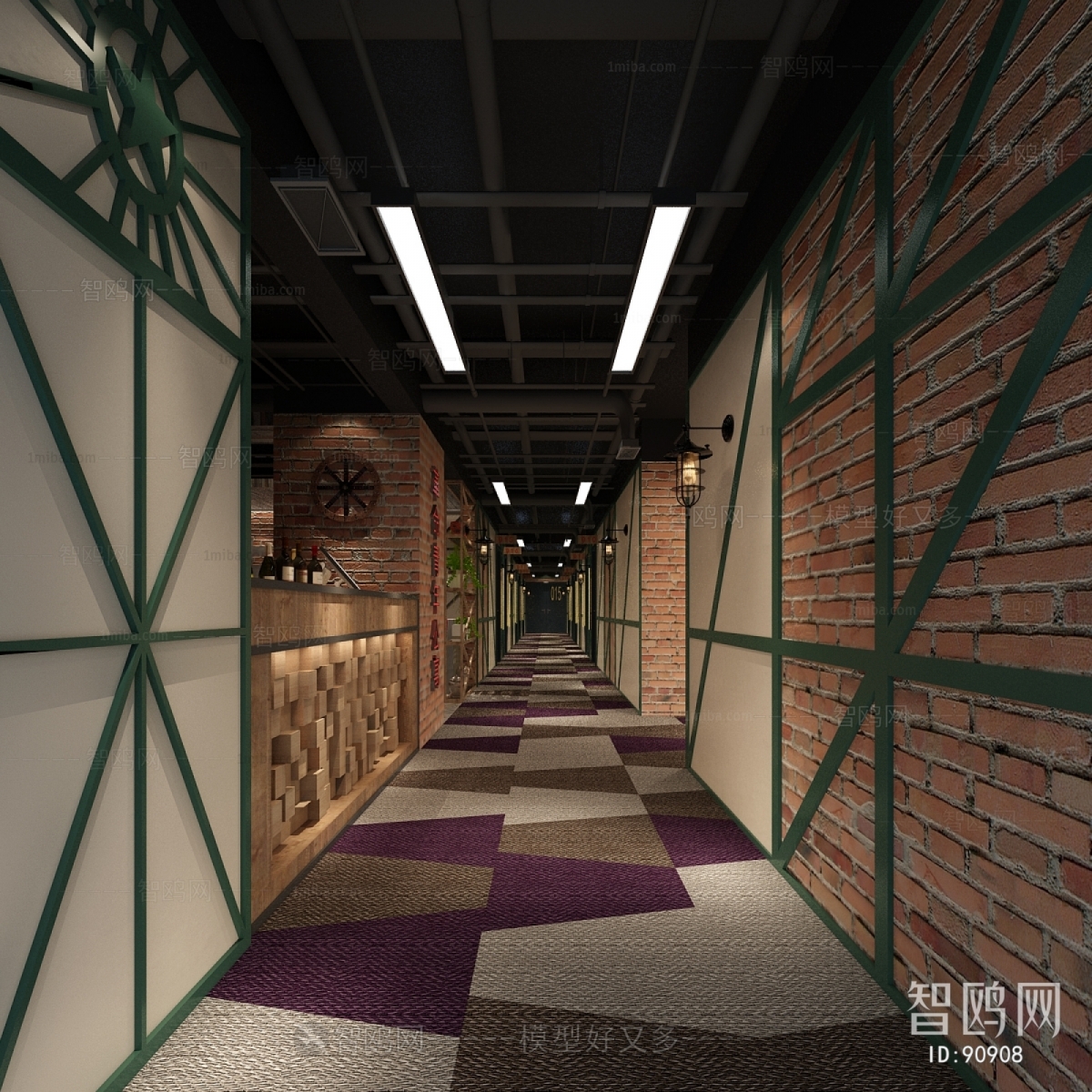 Industrial Style Corridor Elevator Hall