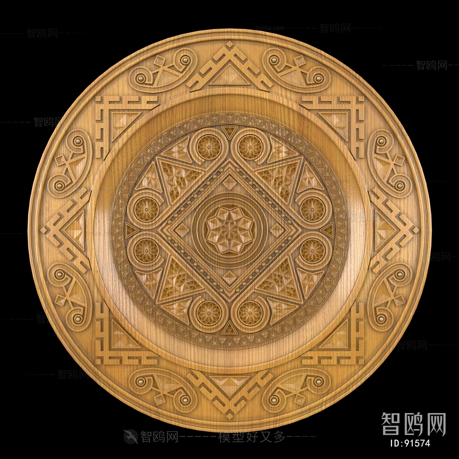 Southeast Asian Style Plaster Carved Top Plate