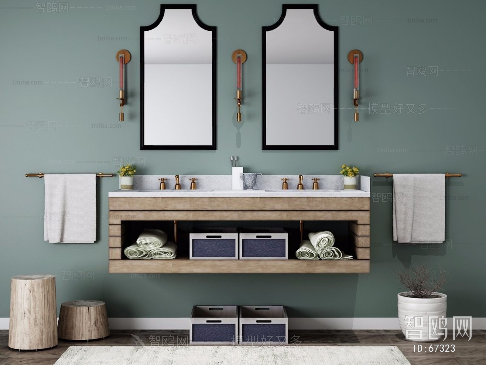 Nordic Style Bathroom Cabinet Rack