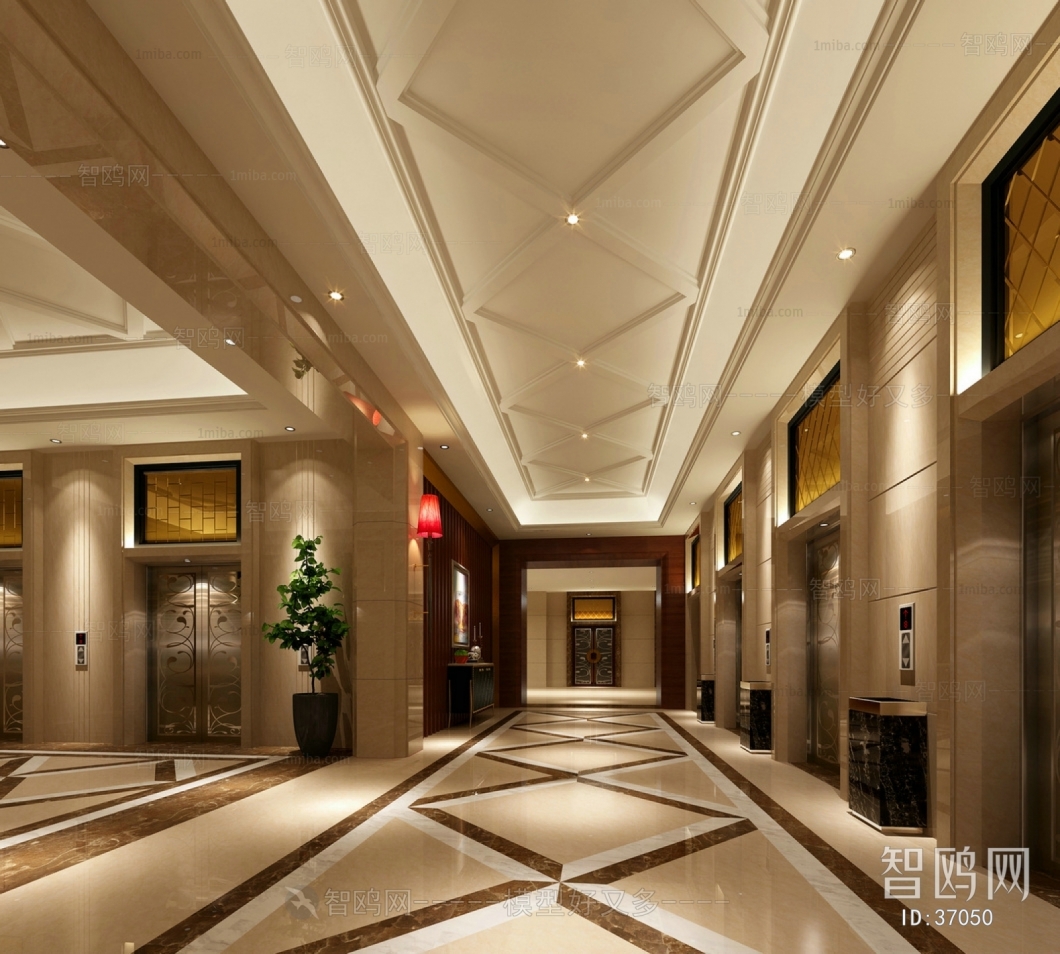 Simple European Style Corridor Elevator Hall