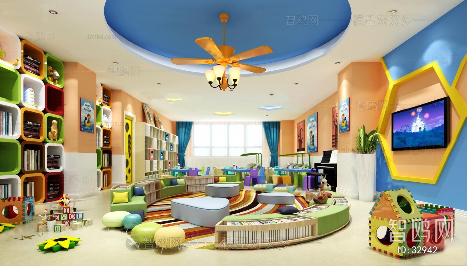 现代儿童幼儿园阅览室