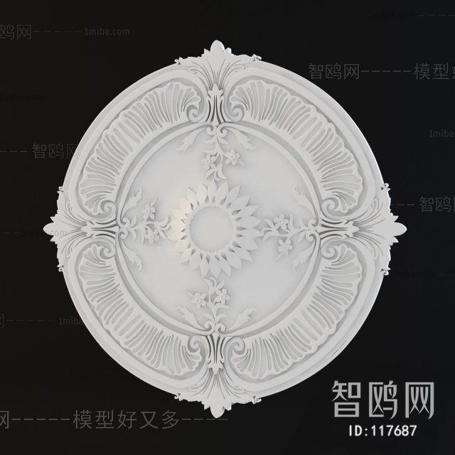 European Style Plaster Carved Top Plate