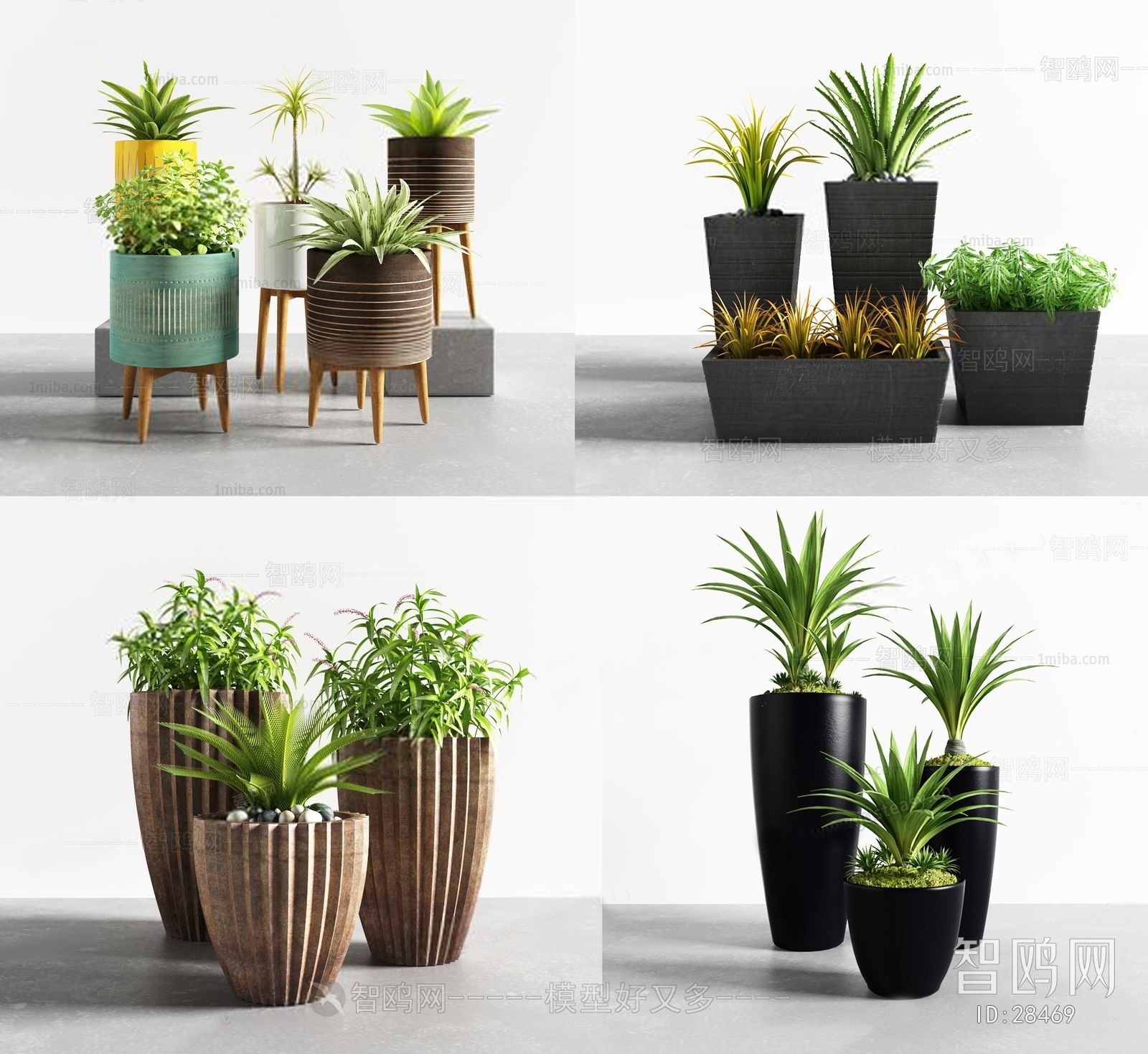 Modern Nordic Style Potted Green Plant