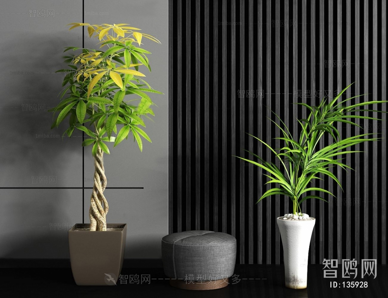 Modern Potted Green Plant