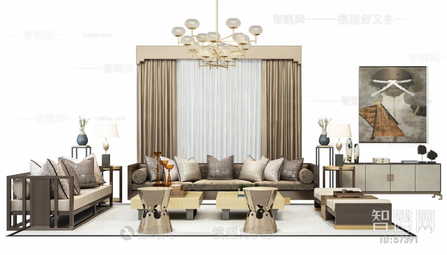 New Chinese Style Sofa Combination