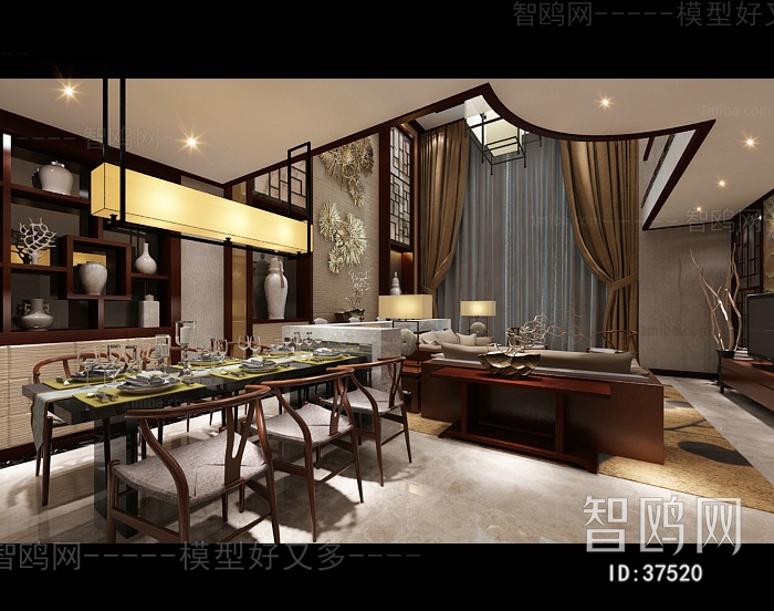 New Chinese Style A Living Room