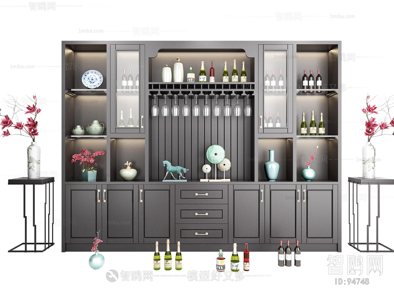 New Chinese Style Wine Cabinet