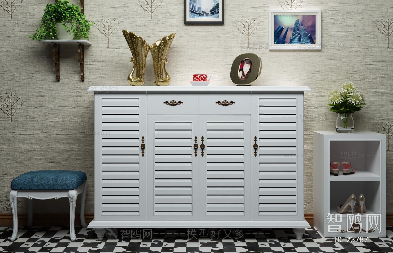 Idyllic Style Simple European Style Shoe Cabinet/drawer Cabinet