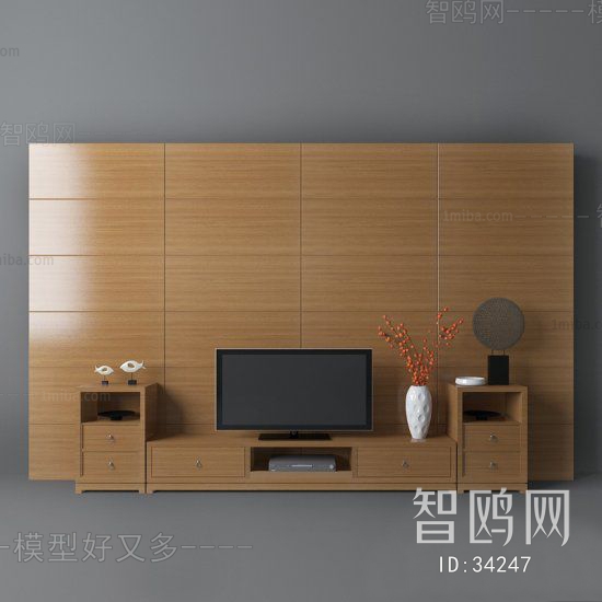 New Chinese Style TV Wall