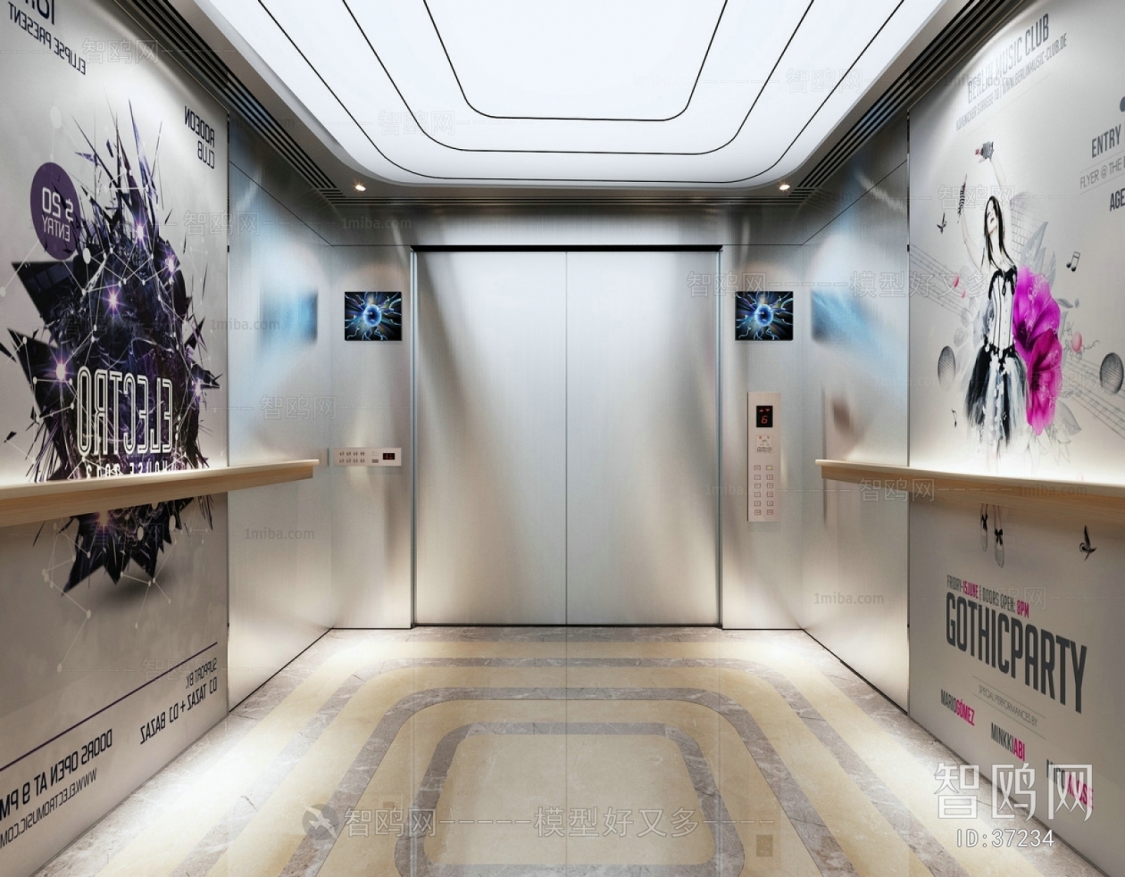 85-10新中式电梯厅20093d模型下载-【集简空间】「每日更新」