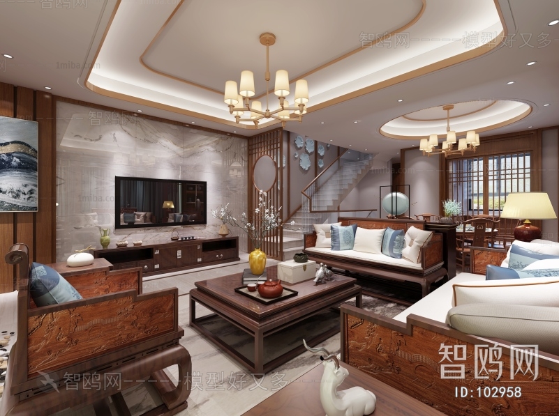 New Chinese Style A Living Room