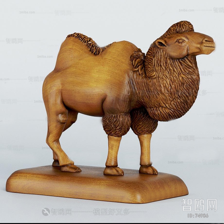 现代原木骆驼雕塑