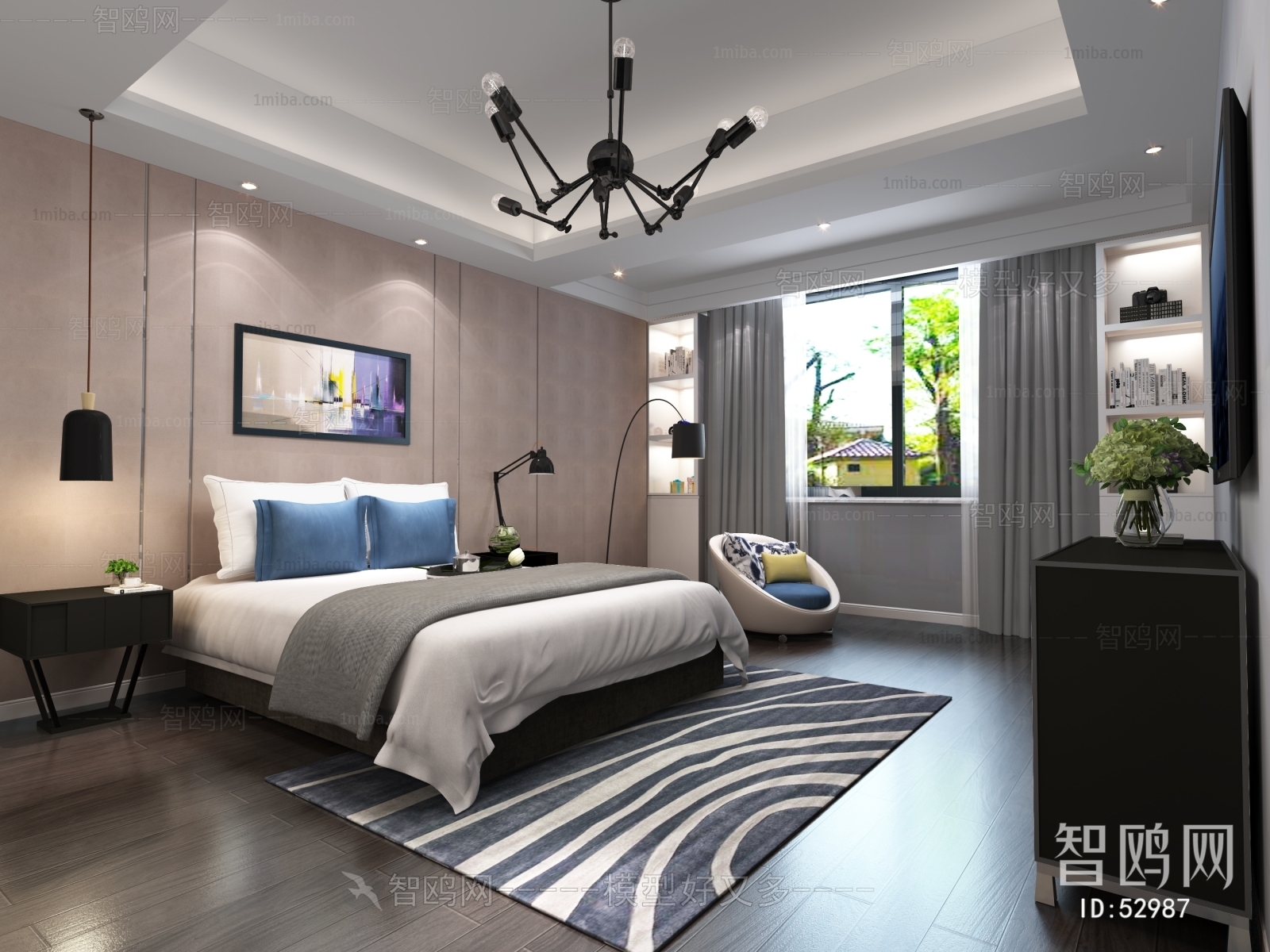 Modern Bedroom 3D Model Download - Model ID.624377748 | 1miba