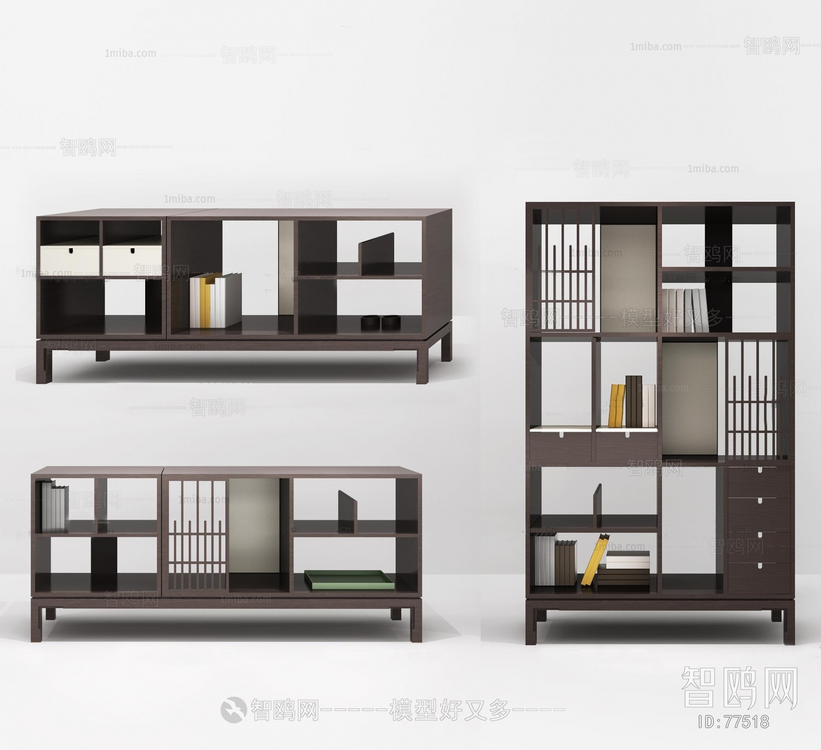 新中式书柜电视柜
