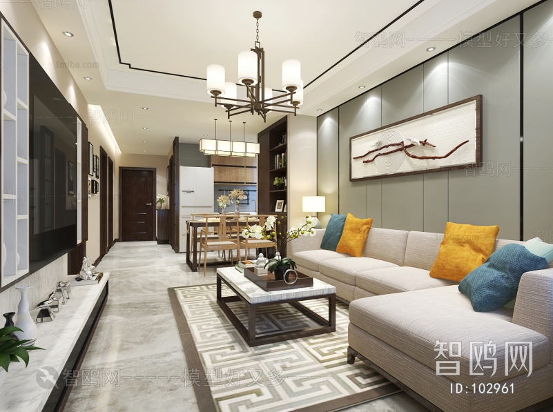 New Chinese Style A Living Room