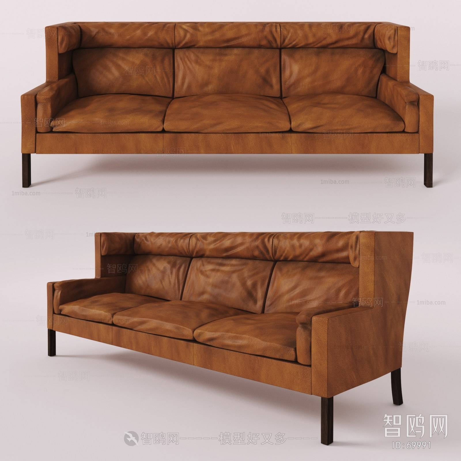 Modern Industrial Style Three-seat Sofa