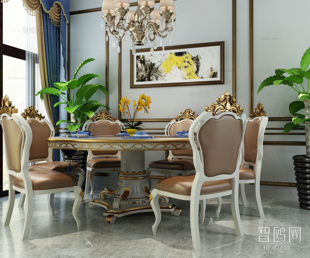 European Style Dining Table And Chairs